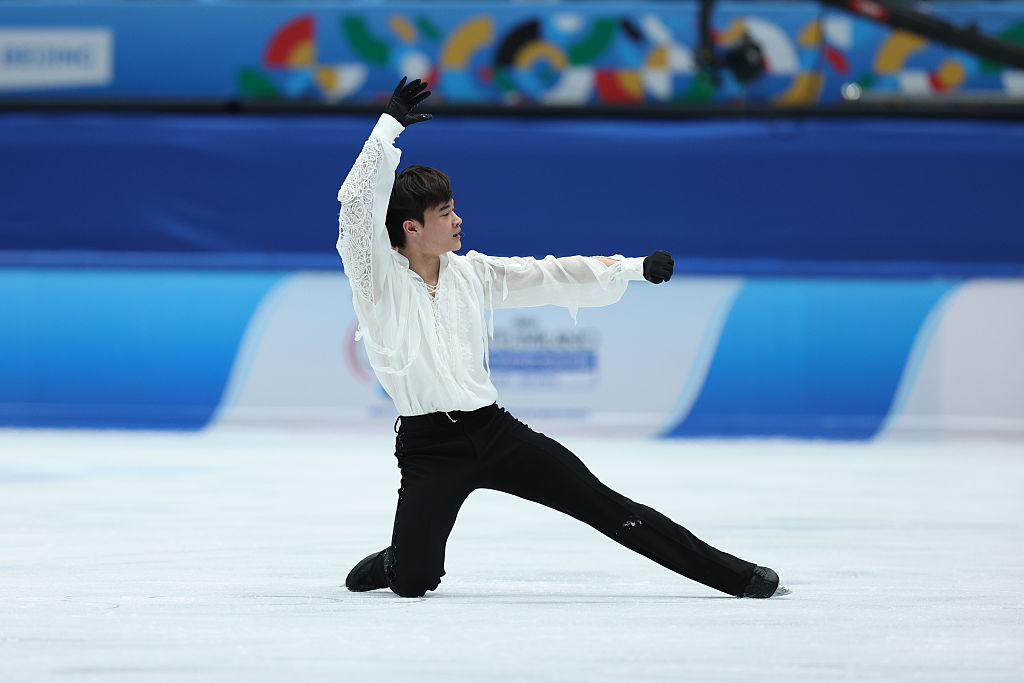 BEIJING, CHINA - SEPTEMBER 21: Hyungyeom Kim of Republic of Korea competes in the Mens free program during the ISU Figure Skating Qualifier 2025 at National Olympic Stadium on September 20, 2025 in Beijing, China. (Photo by Emmanuel Wong - International Skating Union/International Skating Union via Getty Images)